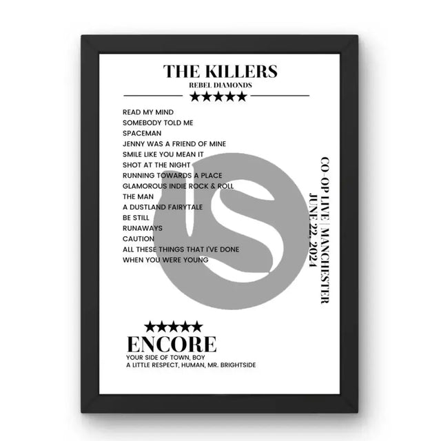 The Killers Co - op Live Manchester 22 June 2024 Setlist Poster - Setlist