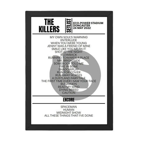 The Killers Doncaster May 2022 Replica Setlist - Setlist