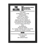 The Killers Glasgow July 2018 Replica Setlist - Setlist