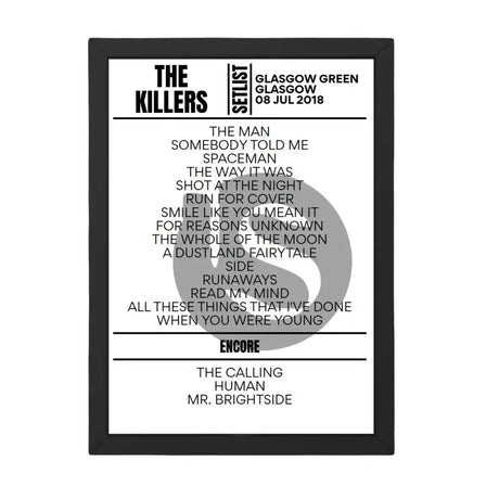 The Killers Glasgow July 2018 Replica Setlist - Setlist