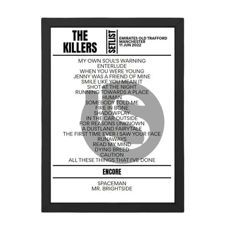 The Killers Manchester June 2022 Replica Setlist - Setlist