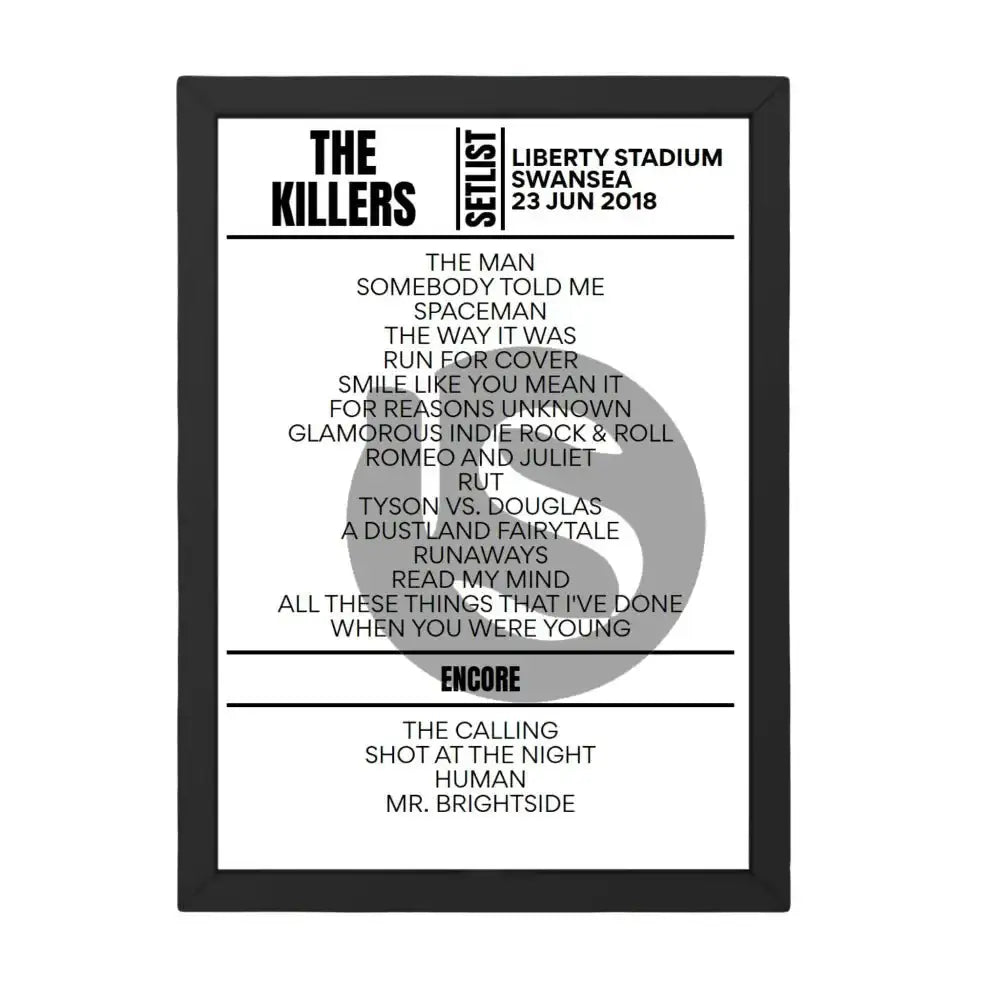 The Killers Swansea June 2018 Replica Setlist - Setlist