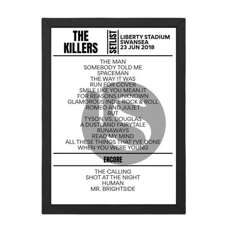 The Killers Swansea June 2018 Replica Setlist - Setlist