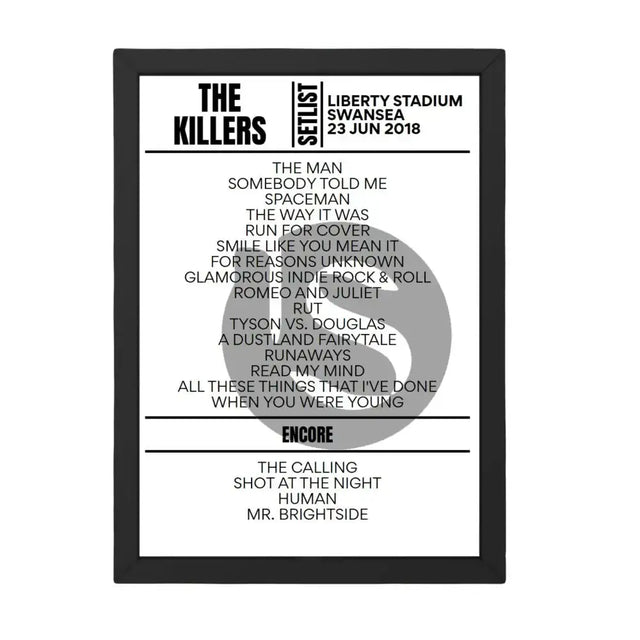 The Killers Swansea June 2018 Replica Setlist - Setlist