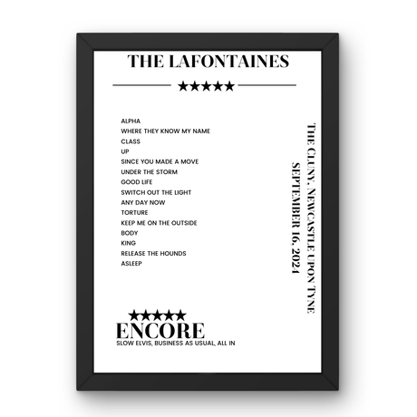 The LaFontaines September 16, 2024 The Cluny Newcastle upon Tyne Setlist Poster - Setlist