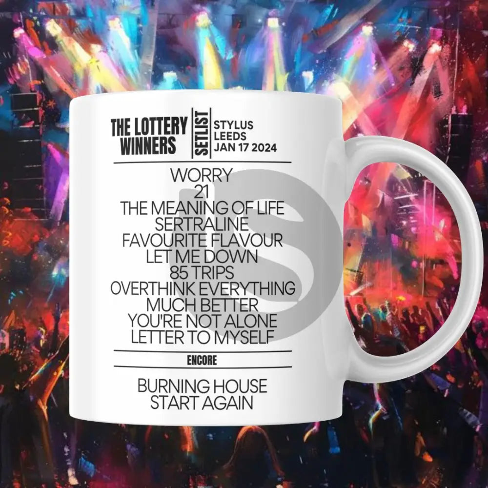 The Lottery Winners Leeds January 2024 Setlist Mug - Setlist