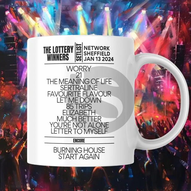 The Lottery Winners Sheffield January 2024 Setlist Mug - Setlist