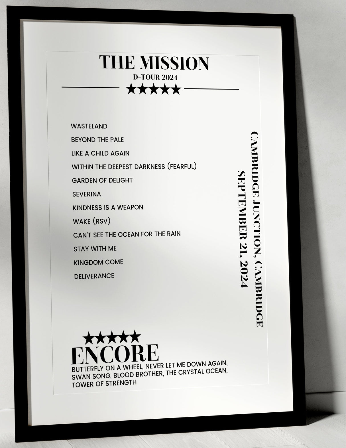 The Mission September 21, 2024 Cambridge Junction Cambridge Setlist Poster - Setlist