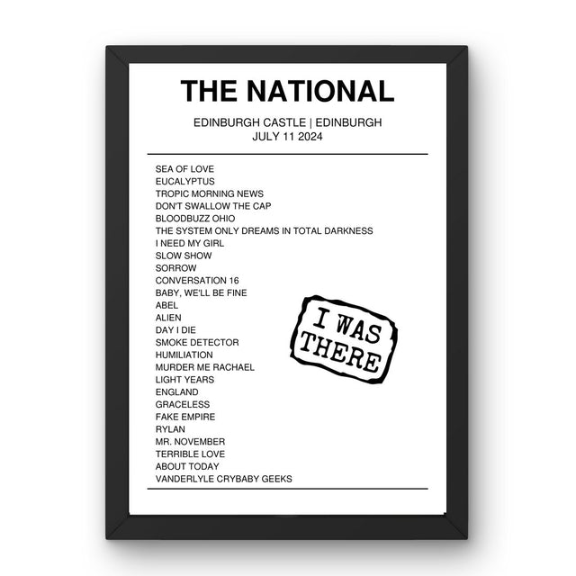 The National July 11, 2024 Edinburgh Castle Edinburgh Setlist Poster - Setlist