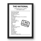 The National September 26, 2023 Alexandra Palace London Setlist Poster - Setlist