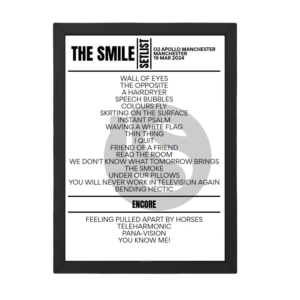 The Smile Manchester Setlist March 2024 - Setlist