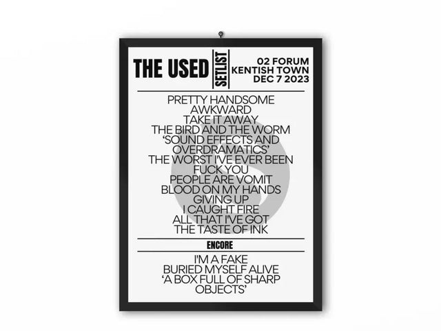 The Used Setlist London December 2023 - Setlist