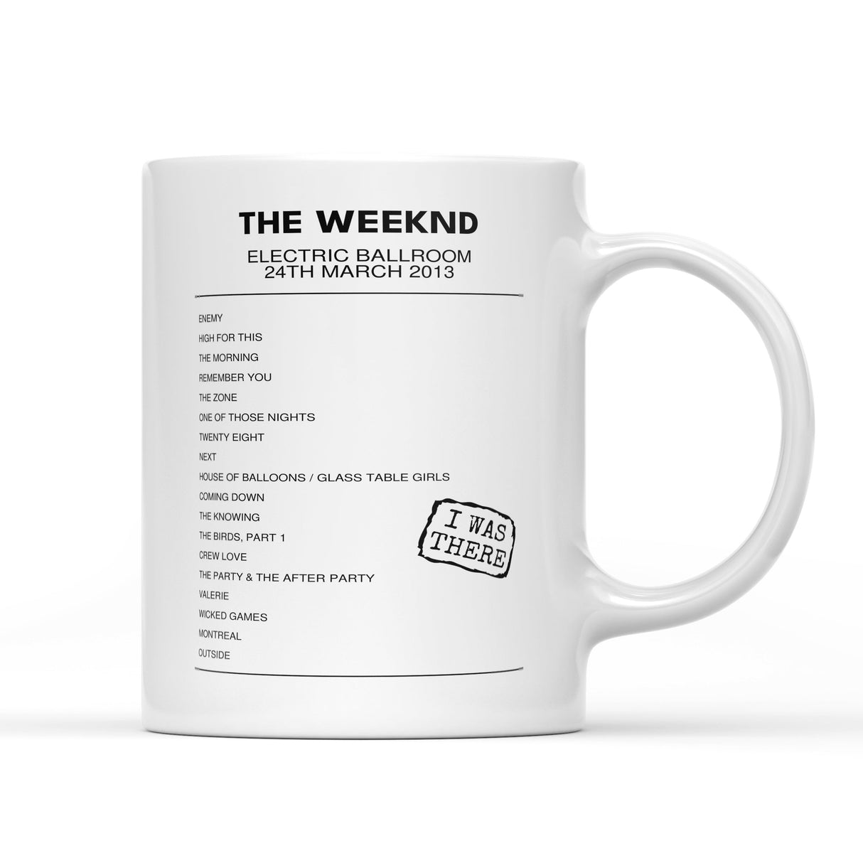 The Weeknd Electric Ballroom London 24th March 2013 - Setlist Mug - Setlist