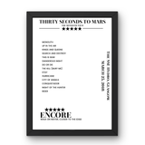 Thirty Seconds to Mars March 25, 2018 The SSE Hydro Glasgow Setlist Poster - Setlist