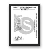 Thirty Seconds to Mars November 15, 2013 National Indoor Arena Birmingham Setlist Poster - Setlist