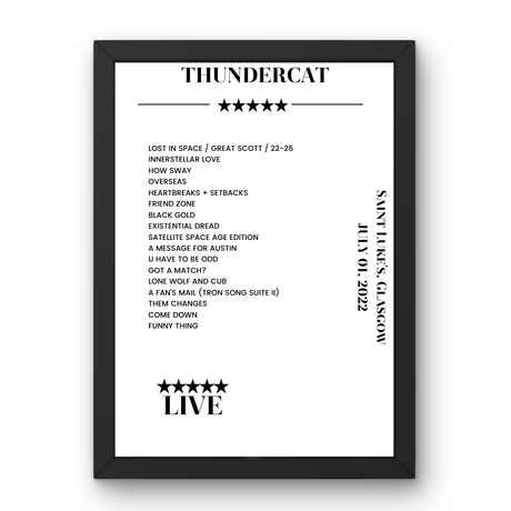 Thundercat July 01, 2022 Saint Luke's Glasgow Setlist Poster - Setlist