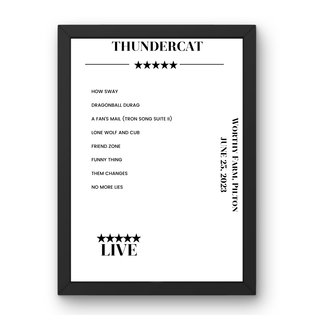 Thundercat June 25, 2023 Worthy Farm Pilton Setlist Poster - Setlist