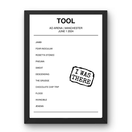 Tool June 01, 2024 AO Arena Manchester Setlist Poster - Setlist