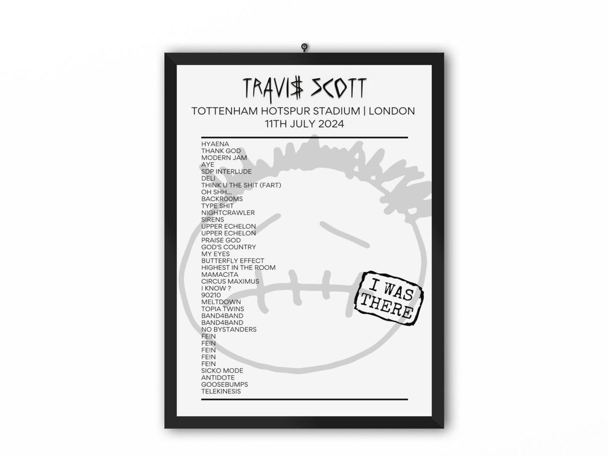 Travis Scott London July 2024 Setlist Poster - Setlist