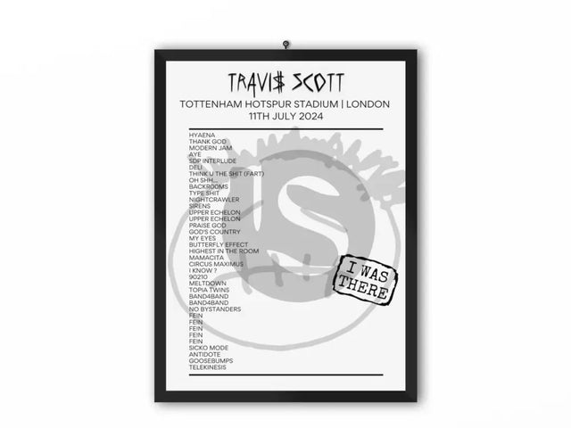 Travis Scott London July 2024 Setlist Poster - Setlist