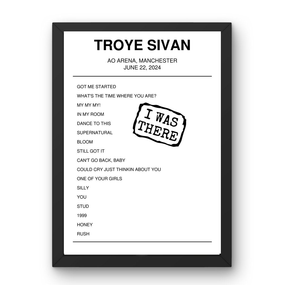 Troye Sivan June 22, 2024 AO Arena Manchester Setlist Poster - Setlist